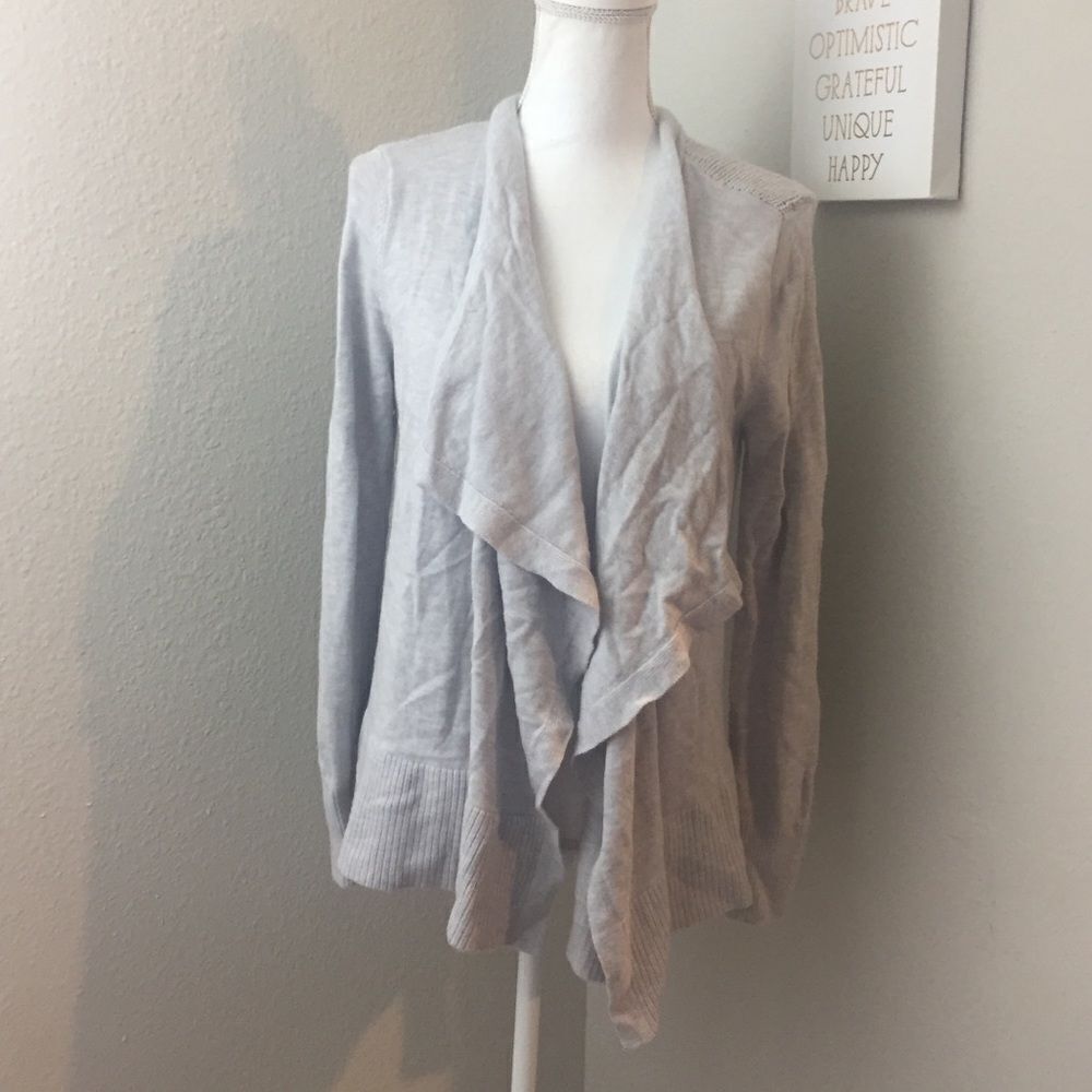 Loft Slate Gray Open Front Cardigan